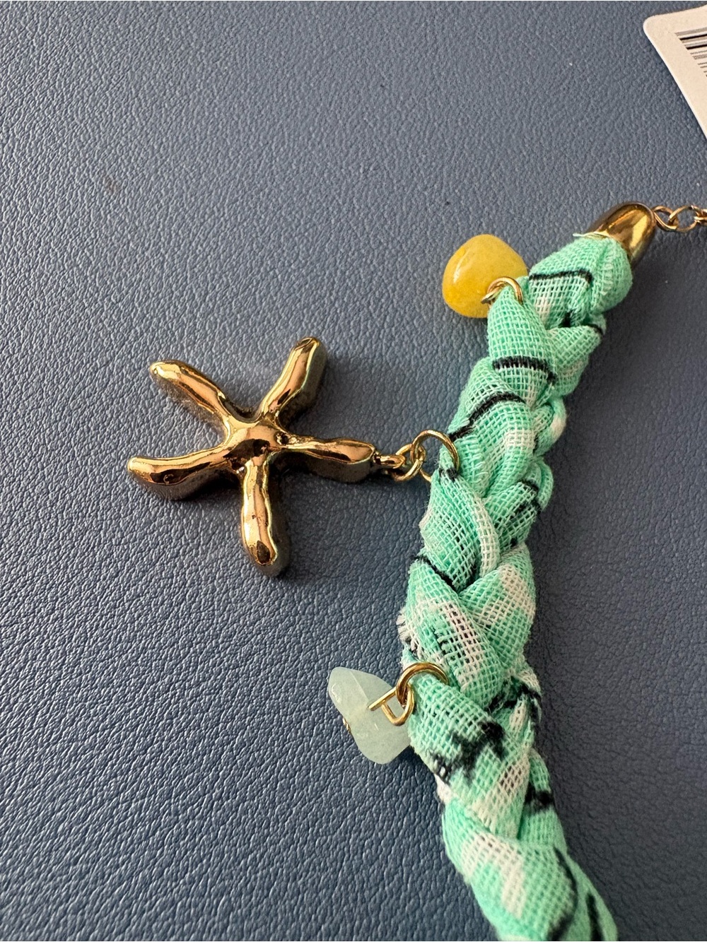 Free People NWOT Sky Charm Turquoise Bead Fabric Boho Adjustable Anklet - Picture 4 of 5